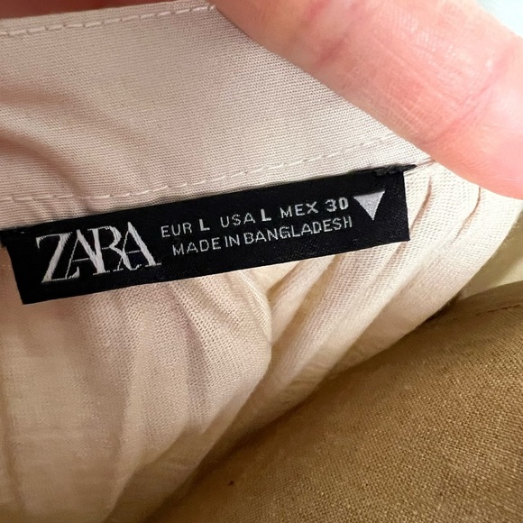 Zara 100% cotton adorable cream color drawstring dress with puff sleeve large - Picture 6 of 7